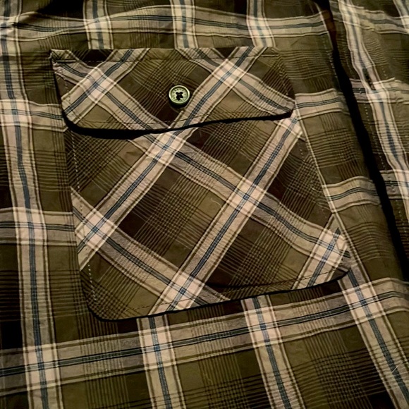 Mens XL Armani Exchange Green Plaid Button-up Shirt - Picture 5 of 6